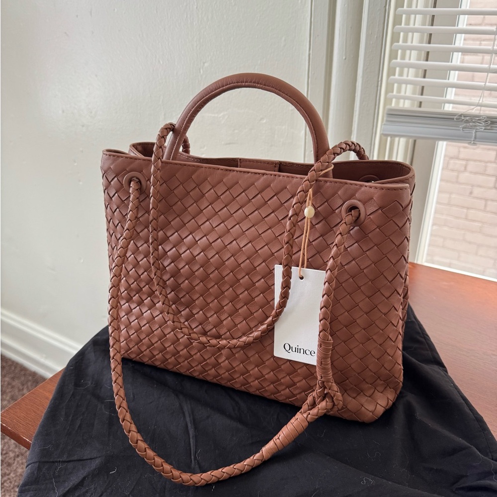 Quince Italian Leather Handwoven Satchel - Picture 2 of 6